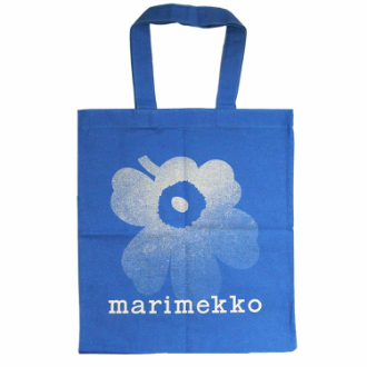 【marimekko】マリメッコ　トートバッグ Vankka Unikko Placement　ブルー×オフホワイト