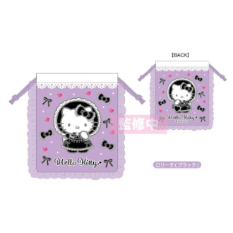 ハローキティ ラブリーフリル巾着 ブラック (2025年6下旬予定)