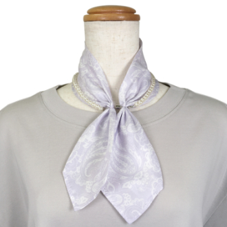 【RHYTHM BOX】マグネット付き パールネックレススカーフ　ペイズリー柄