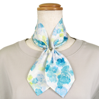 【RHYTHM BOX】マグネット付き パールネックレススカーフ　花柄