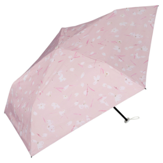 【plantica×WPC】遮光軽量フラワープリント ミニ 日傘 折りたたみ傘 晴雨兼用　ピンク
