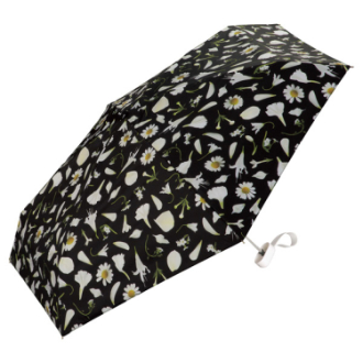【plantica×WPC】フラワープリントタイニー 日傘 折りたたみ傘 晴雨兼用　ブラック×オフ