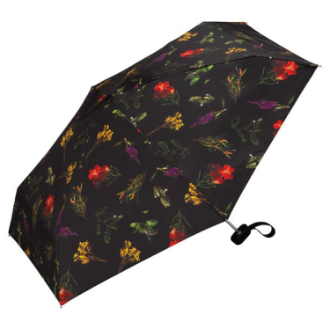 【plantica×WPC】フラワープリントタイニー 日傘 折りたたみ傘 晴雨兼用　ブラック