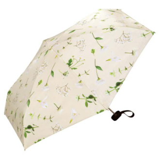 【plantica×WPC】フラワープリントタイニー 日傘 折りたたみ傘 晴雨兼用　ベージュ