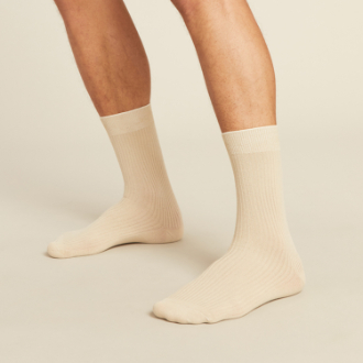 【BOODY】メンズ リブクルーソックス　オートミール