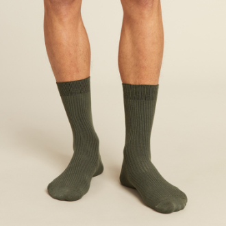【BOODY】メンズ リブクルーソックス　モス