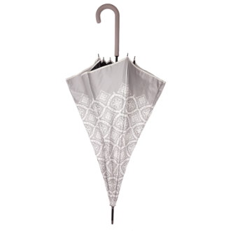 【Lune jumelle】晴雨兼用 ジャンプ長傘　レース柄　グレー