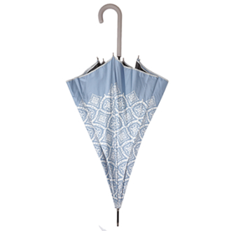 【Lune jumelle】晴雨兼用 ジャンプ長傘　レース柄　サックス