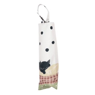 【Lune jumelle】晴雨兼用 折りたたみ傘　おやすみねこ柄　グレー