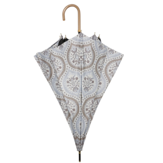 【Paraffi】晴雨兼用 ショート傘　ダマスク柄　グレー