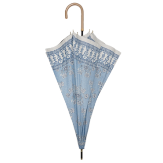 【Paraffi】晴雨兼用 ショート傘　サラサ柄　ブルー