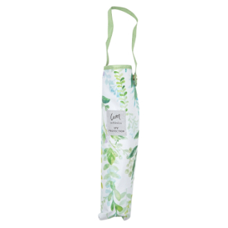 【uchimizu】晴雨兼用 折りたたみ傘　リーフ柄　グリーン