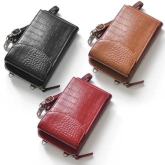 [クイックセット] 牛革クロコ型押しお財布ショルダー(3ケ)