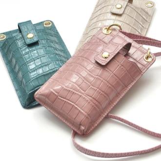 [クイックセット] 牛革クロコ型押しスマホショルダー(6ケ)