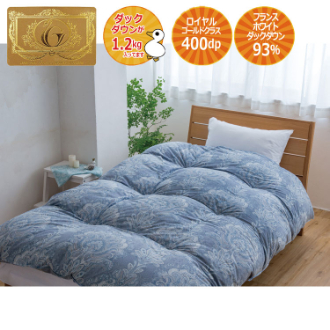 [冬の寝具フェアー][3]羽毛掛け布団　フランスホワイトダックダウン93％　フェルン　シングルロング　ブルー