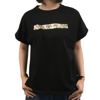 【RHYTHM BOX】箔プリントＴシャツ　ブラック