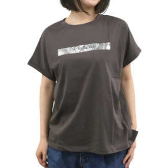 【RHYTHM BOX】箔プリントＴシャツ　チャコールグレー
