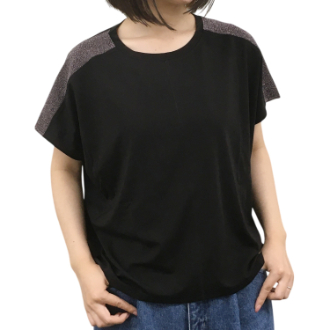 【RHYTHM BOX】ラメデザインＴシャツ　ブラック