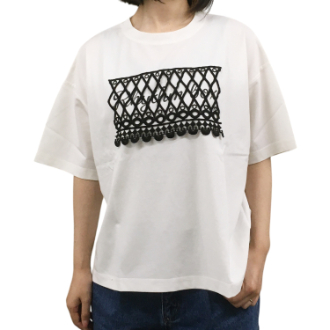 【RHYTHM BOX】レースデザインＴシャツ　ホワイト