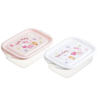ハローキティ 抗菌シールボックスＭ（２個セット）フラワーリース