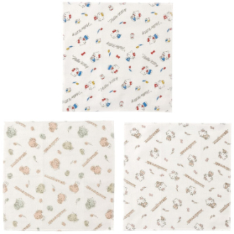 ハローキティ かや生地ふきん 3枚 セット ラインデザイン