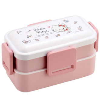 ハローキティ 抗菌ふわっと弁当箱 ２段 水彩コスメ