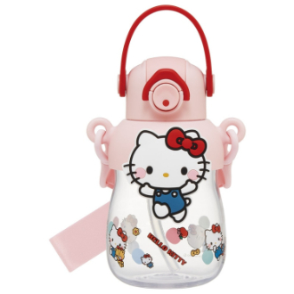 ハローキティ ラバーマスコット付ストロー ボトル 650ml 大好きな日々