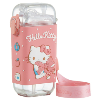 ハローキティ スクエアストローボトルＳサイズ 260ml ビックリボン