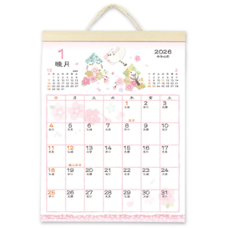 【2026年カレンダー・手帳】和風ハンドメイド・花鳥風月 壁掛けカレンダー