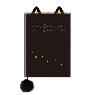 【2026年カレンダー・手帳】APJ A6 マンスリーダイアリー ダイカットネコ ブラック