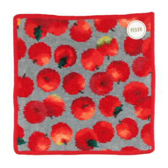 【FEILER】フェイラー　タオルハンカチ　レポム　ライトグレー/レッド