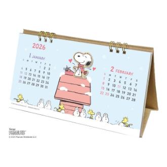 【2026年カレンダー・手帳】APJ ウッドパーツ/PEANUTS 卓上カレンダー