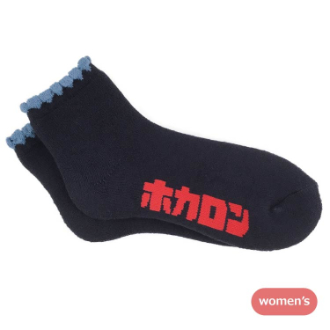 【履くホカロン】靴下 裏起毛総パイル ピコット 23-25cm　ネイビー