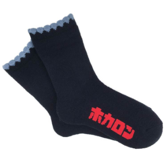 【履くホカロン】靴下 裏起毛総パイル ピコット クルー丈 23-25cm　ネイビー