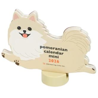 【2026年カレンダー・手帳】2026年 アニマルダイカットカレンダーミニ ポメラニアン