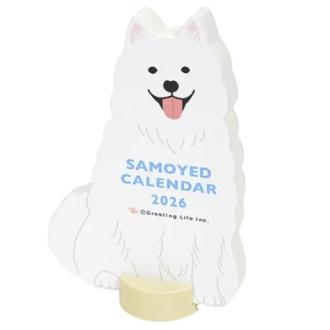 【2026年カレンダー・手帳】2026年 アニマルダイカットカレンダー サモエド