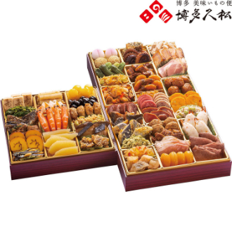 （2026年おせち）博多久松 厳選本格和洋中おせち（祝赤重）　Y41-5B