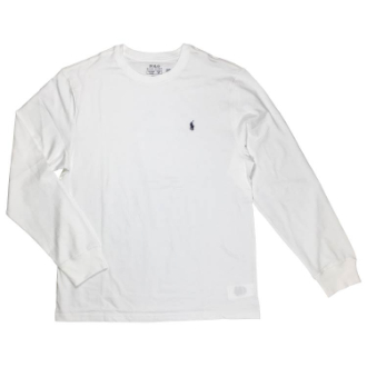 【POLO RALPH LAUREN/ポロラルフローレン】ベーシック 長袖ポイントTシャツ　ボーイズXL　ホワイト