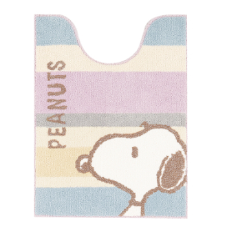 スヌーピー ロングトイレマット くすみパステル ピンク （約80×60）