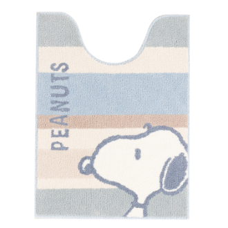 スヌーピー ロングトイレマット くすみパステル ブルー （約80×60）