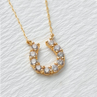 [ブラックフライデー]K18YG馬蹄ダイヤモンドペンダント