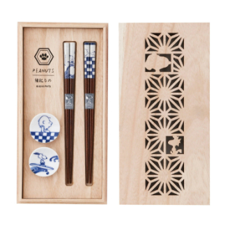 【スヌーピー】木箱入ペア染付箸セット