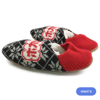 【履くホカロン】レトロルームシューズ 雪柄 25-27cm　ブラック