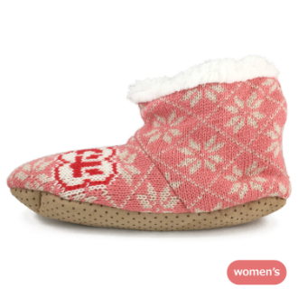 【履くホカロン】レトロルームブーツ 雪柄 23-25cm　ピンク