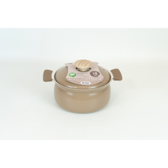 軽いセラミック  IH対応深型卓上鍋  18cm  ブラウン