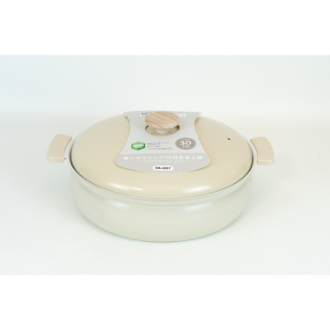 軽いセラミック  IH対応卓上鍋  30cm  アイボリー