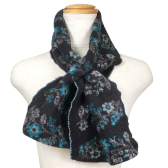 【RHYTHM BOX】リズムボックス　フランス製 差し込みマフラー　花柄A　ダークネイビー