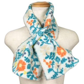 【RHYTHM BOX】リズムボックス　フランス製 差し込みマフラー　花柄B　アイボリー