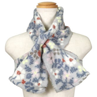 【RHYTHM BOX】リズムボックス　フランス製 差し込みマフラー　花柄B　グレー