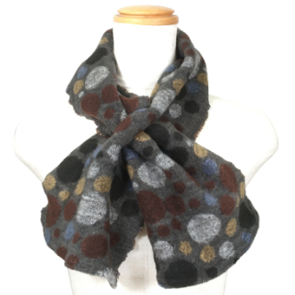 【RHYTHM BOX】リズムボックス　フランス製 差し込みマフラー　ドット　グレー